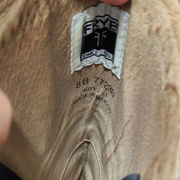 Frye Jane White Stitch Leather Heeled Boots Size 8 - Picture 11 of 12